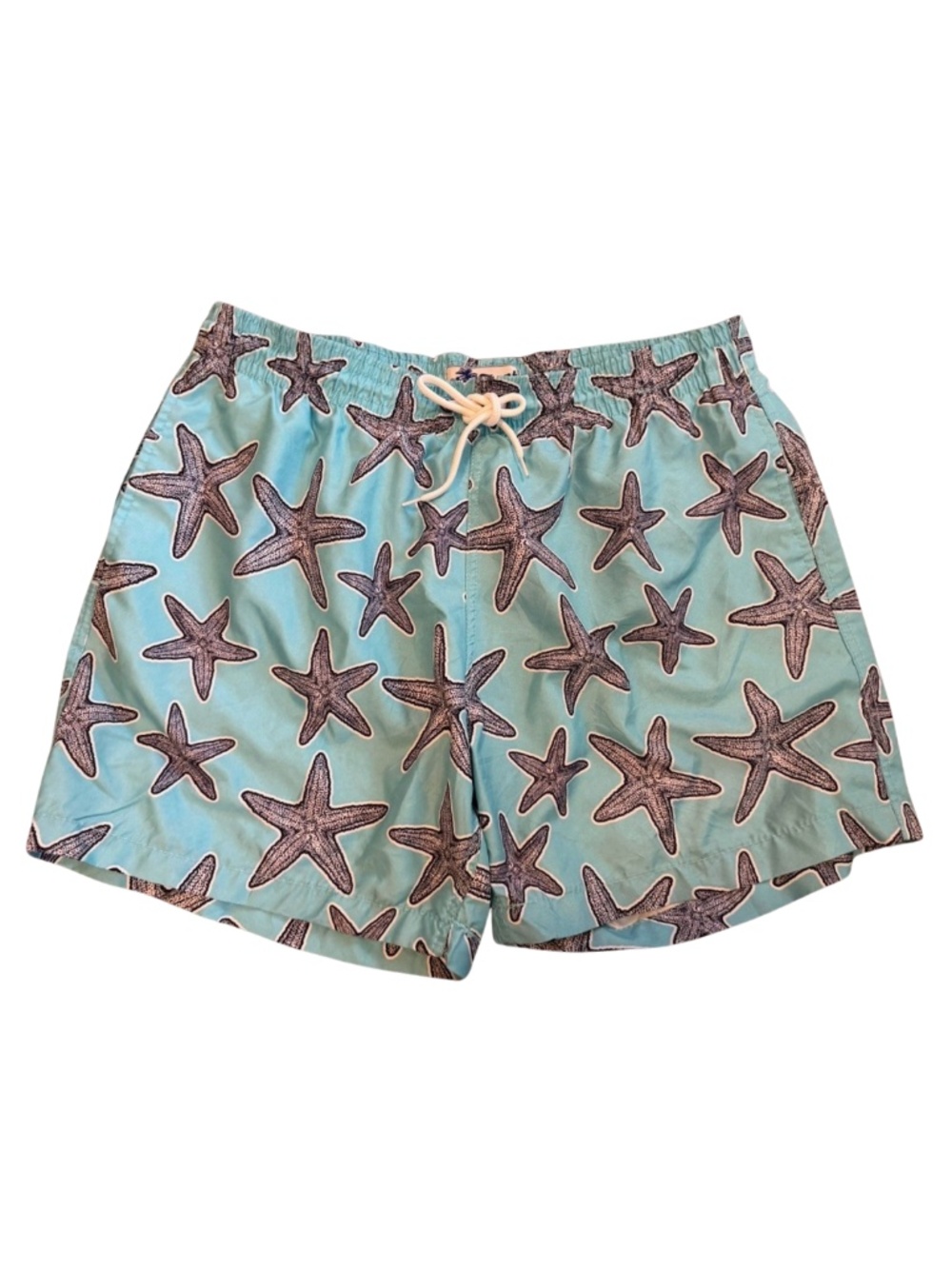 Trunks Surf & Swim Co Starfish Swim Trunks L Blue 6.5” Elastic Waist Drawstring